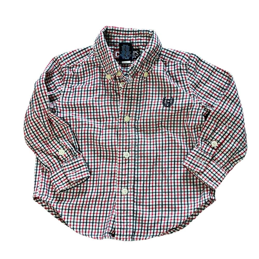 Chaps Flannel White‎ Check Button Up Shirt 18 months Babycore Casual Fall